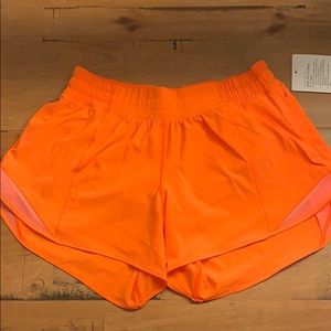 lululemon Hotty Hot LR short, orange, size 6